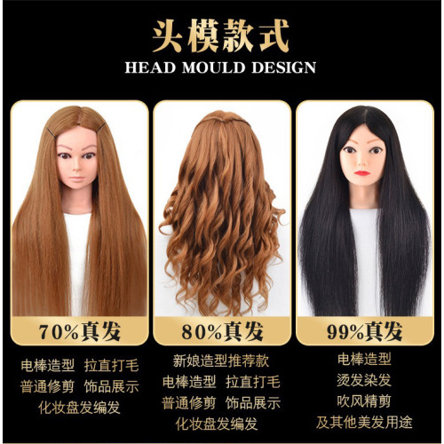 美發頭模型全真發學徒可燙卷假發人頭練習磐發編發化妝公仔模特頭