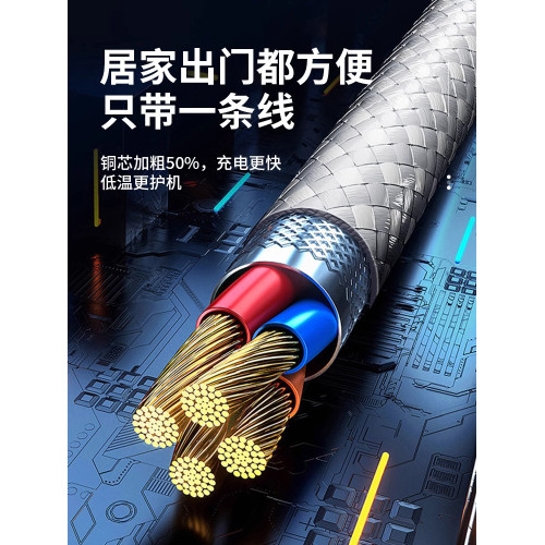 蘋果一拖二手機PD快充短款數據線