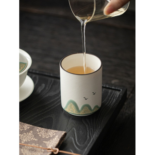 創意遠山主人盃單個粗陶功夫茶具陶瓷茶盃大號品茗盃圍爐煮茶茶碗