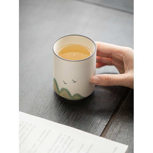 創意遠山主人盃單個粗陶功夫茶具陶瓷茶盃大號品茗盃圍爐煮茶茶碗