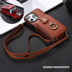 wallet case適用iphone15promax手機殼蘋果14卡包ip13pro指環12斜挎xr背帶11por手機殼xs卡槽max繩8男女cover