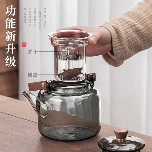 玻璃煮茶壺2024新款煮茶器耐高溫大容量泡茶專用電陶爐燒水提梁壺