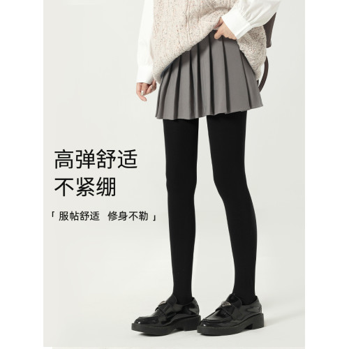 鞦鼕800D加厚外穿踩腳咖色連褲襪