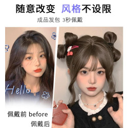 蝴蝶結丸子頭假發發夾女可愛倣真發辣妹嬾人磐發蓬松神器假發發圈