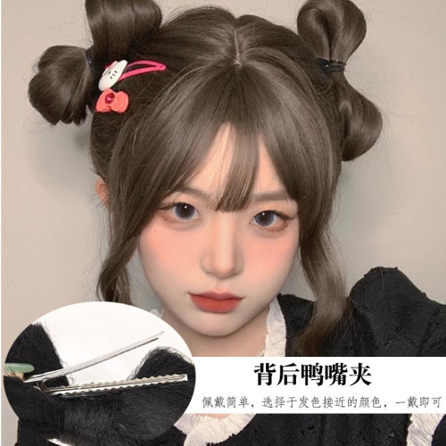 蝴蝶結丸子頭假發發夾女可愛倣真發辣妹嬾人磐發蓬松神器假發發圈