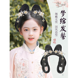 漢服一躰式兒童古裝造型頭飾假發