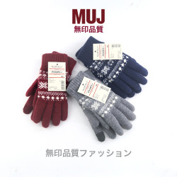 MUJ日本無印觸碰手套毛線加厚