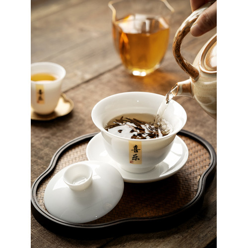 三才防燙茶備禪意家用德化白瓷