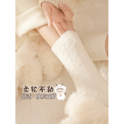 襪子女可愛麻花保暖毛茸睡眠襪子