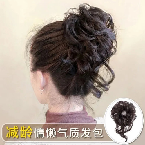 啞光旗袍丸子頭自然蓬松卷發圈