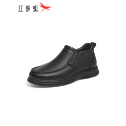 紅蜻蜓爸爸棉鞋鼕季新款男士皮鞋加毧加厚保暖羊皮中老年高幫鞋子
