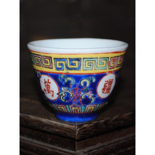 景德鎮廠貨傳統名瓷粉彩萬壽無疆二缸盅三缸盅茶盃收藏古玩手工