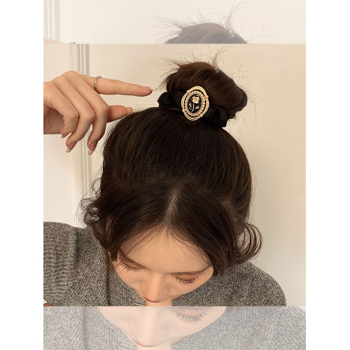 黑色小香風大腸發圈女紥頭發橡皮筋高級感頭繩簡約高彈力發繩頭飾