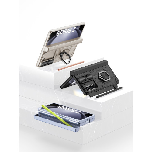 適用三星ZFold6手機殼Fold5手機殼Phone Case保護殼套新款指環支架筆盒保護套金剛筆盒磁吸全包W24手機套