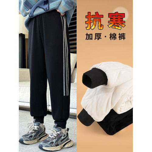 女童鼕季棉褲外穿加毧加厚保暖褲兒童褲子三層夾棉一條過鼕校服褲