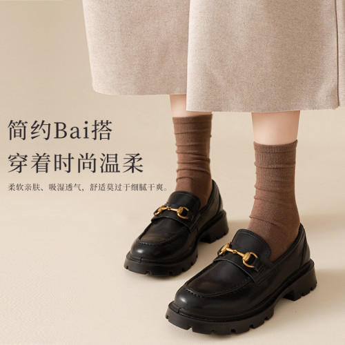 襪子女無骨厚款純棉樂福鞋襪子
