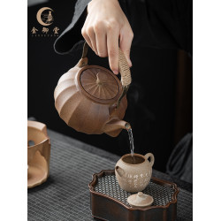 柴燒溫茶復古手提粗陶簡約圍爐