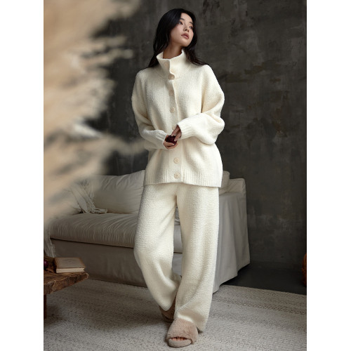 貓人半邊毧睡衣女鞦鼕季加毧加厚保暖珊瑚毧春鞦款家居服可外穿鼕