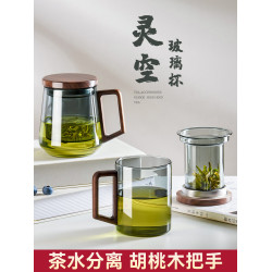 泡茶盃茶水分離男士辦公室茶道喝茶盃子個人專用日式玻璃高档水盃