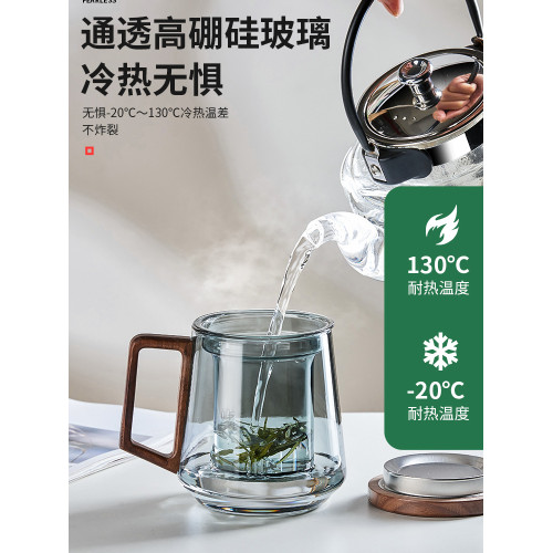 泡茶盃茶水分離男士辦公室茶道喝茶盃子個人專用日式玻璃高档水盃