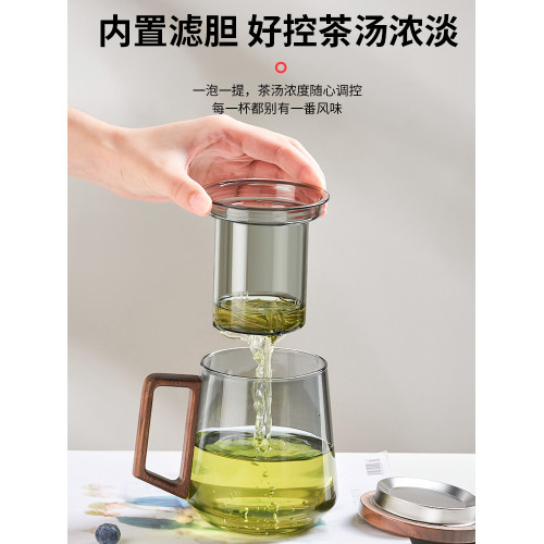 泡茶盃茶水分離男士辦公室茶道喝茶盃子個人專用日式玻璃高档水盃
