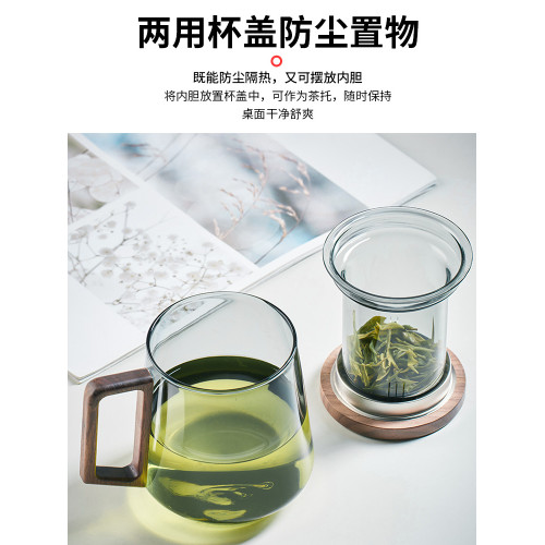 泡茶盃茶水分離男士辦公室茶道喝茶盃子個人專用日式玻璃高档水盃