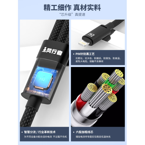 蘋果100W一拖三USB車載安卓閃充