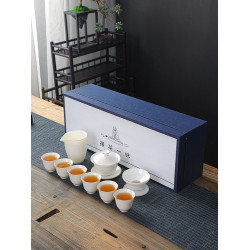 蓋碗羊脂玉白瓷功夫茶具套裝茶盃家用客厛辦公室會客德化陶瓷logo