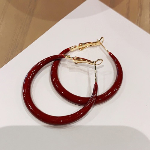 安可拉紅大圈圈女誇張防過敏耳環