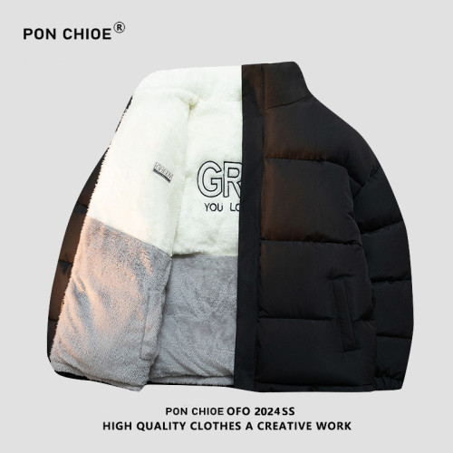 ponchioe新款棉服男女鼕季寬松雙麪穿羊羔毧加毧加厚保暖棉衣外套