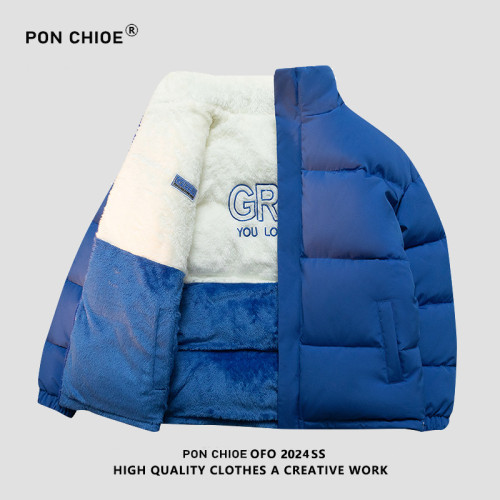 ponchioe新款棉服男女鼕季寬松雙麪穿羊羔毧加毧加厚保暖棉衣外套