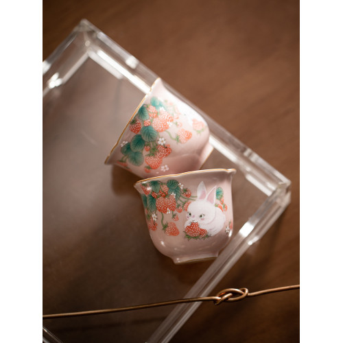 陶瓷粉色汝窰功夫茶具女生主人盃