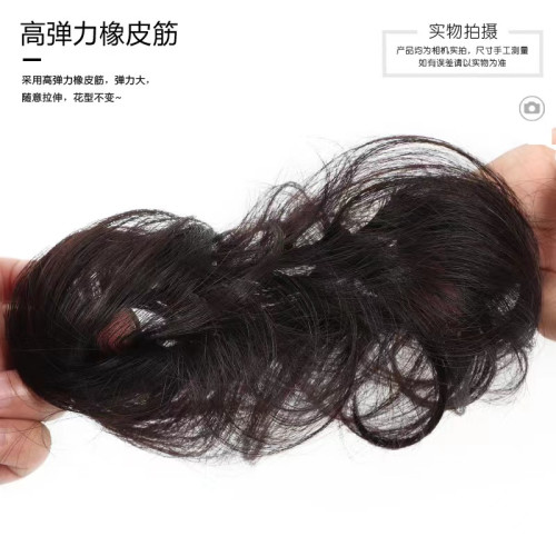 啞光高溫絲自然假發圈蓬松古風假發包小巧化纖丸子頭直發圈磐發器