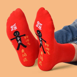 本命年紅襪子新年男士中筒襪薄款新款紅色短襪女大紅色船襪子.專