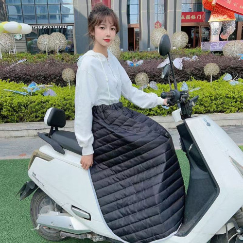 電動車擋風護膝裙鼕季加毧保暖防風護腿神器騎車電瓶車半身裙防寒