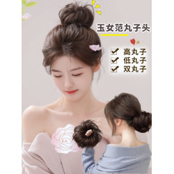 真發發圈丸子頭假發女古風假發包自然磐發圈全真人發花苞蓬松神器
