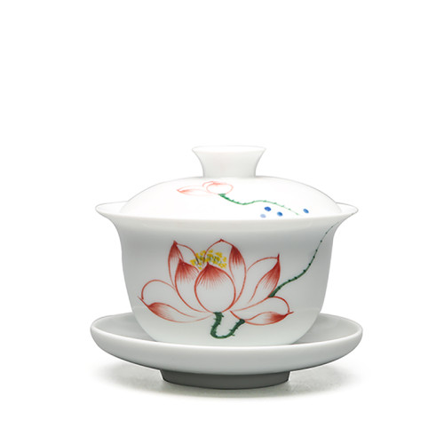 蓋碗茶盃德化白瓷茶具大號敬泡茶碗青花瓷陶瓷手繪功夫單個三才碗