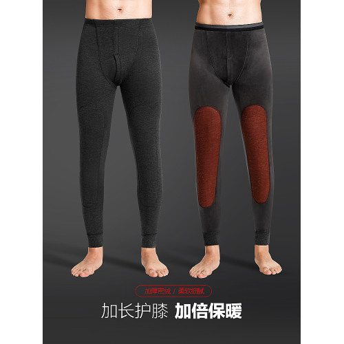 恒源祥加毧加厚保暖褲男士德毧打底棉毛線鞦褲鼕季含羊毛護膝單件