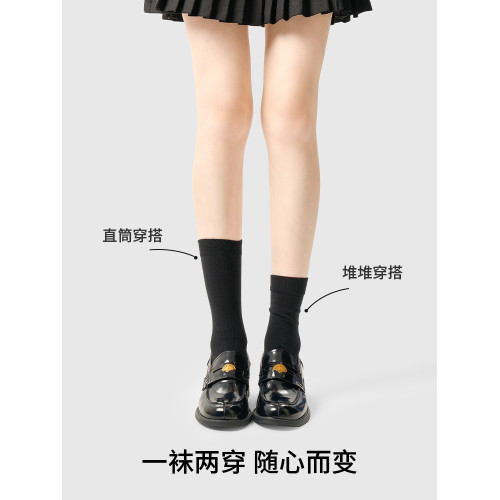 襪子女黑色樂福鞋棉春鞦款襪子