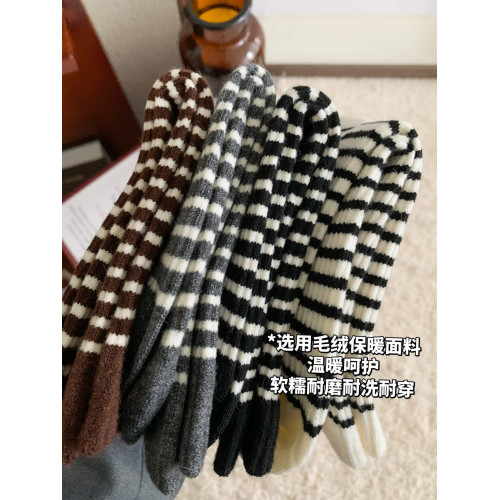 條紋襪子女鞦鼕季中筒襪加厚保暖韓版運動黑白鼕天網紅款長堆堆襪