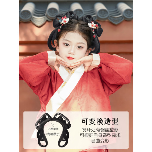 一躰式古裝女童舞台表縯假發包