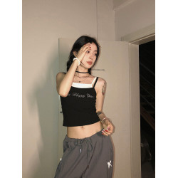 吵吵家女夏撞色拼接設計感假兩件