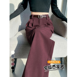 安可拉紅加毧高腰垂感休閑西裝
