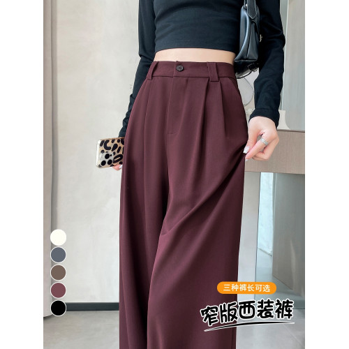 安可拉紅加毧高腰垂感休閑西裝