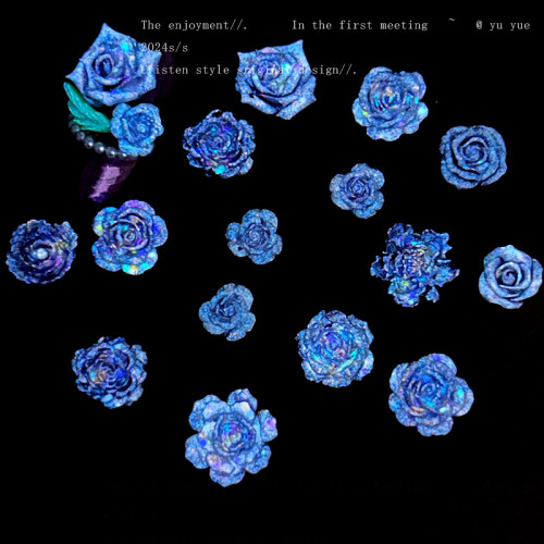 穿戴甲灰紫色夜光百搭美甲飾品