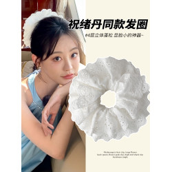 祝緒丹同款大腸發圈女高級感大號丸子頭紥頭發繩蕾絲頭繩頭花頭飾