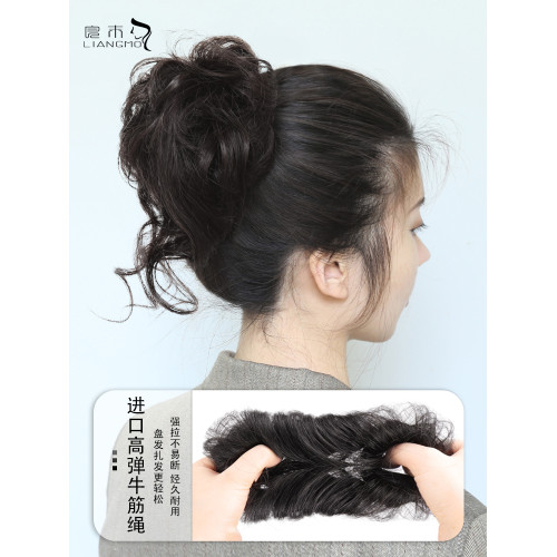 全真發假發卷發圈旗袍磐發花苞頭花蓬松自然長須發包倣真丸子頭女