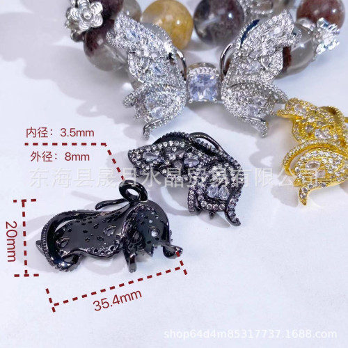 強保色14K包金重工滿鑽蝴蝶隔珠水晶配飾手鏈項鏈diy串珠配件