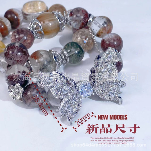 強保色14K包金重工滿鑽蝴蝶隔珠水晶配飾手鏈項鏈diy串珠配件