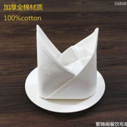 批發酒店全棉加厚餐巾佈 純棉口佈 純白擦盃佈不掉毛 可折花
